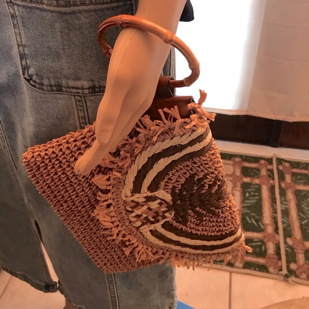 Tommy Bahama Raffia Brownish/Tan Pineapple Clutch/Wristlet